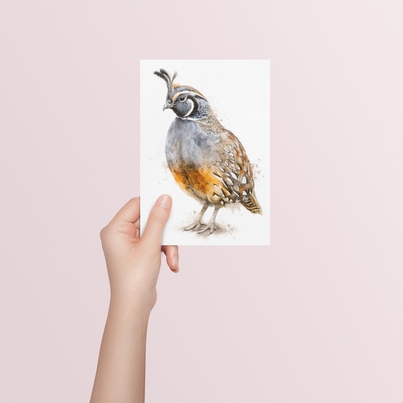Watercolor Quail Wall Art Print, Unframed - Vibrant Nature-Inspired Home Decor - Picture 5 of 6